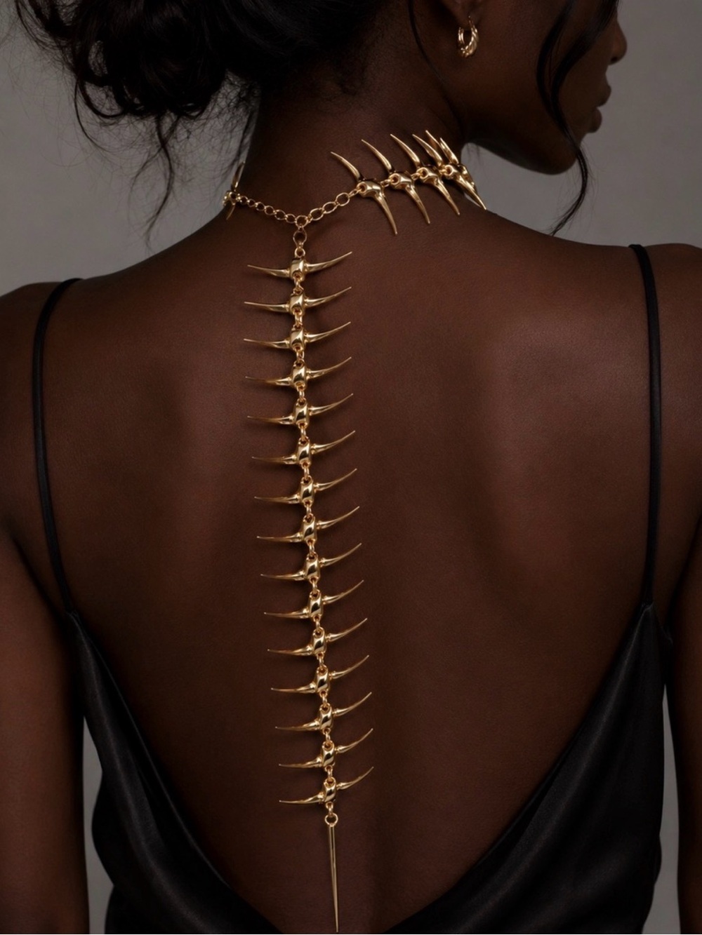 Gold Spine-Back Statement Necklace - Picture 3 of 6
